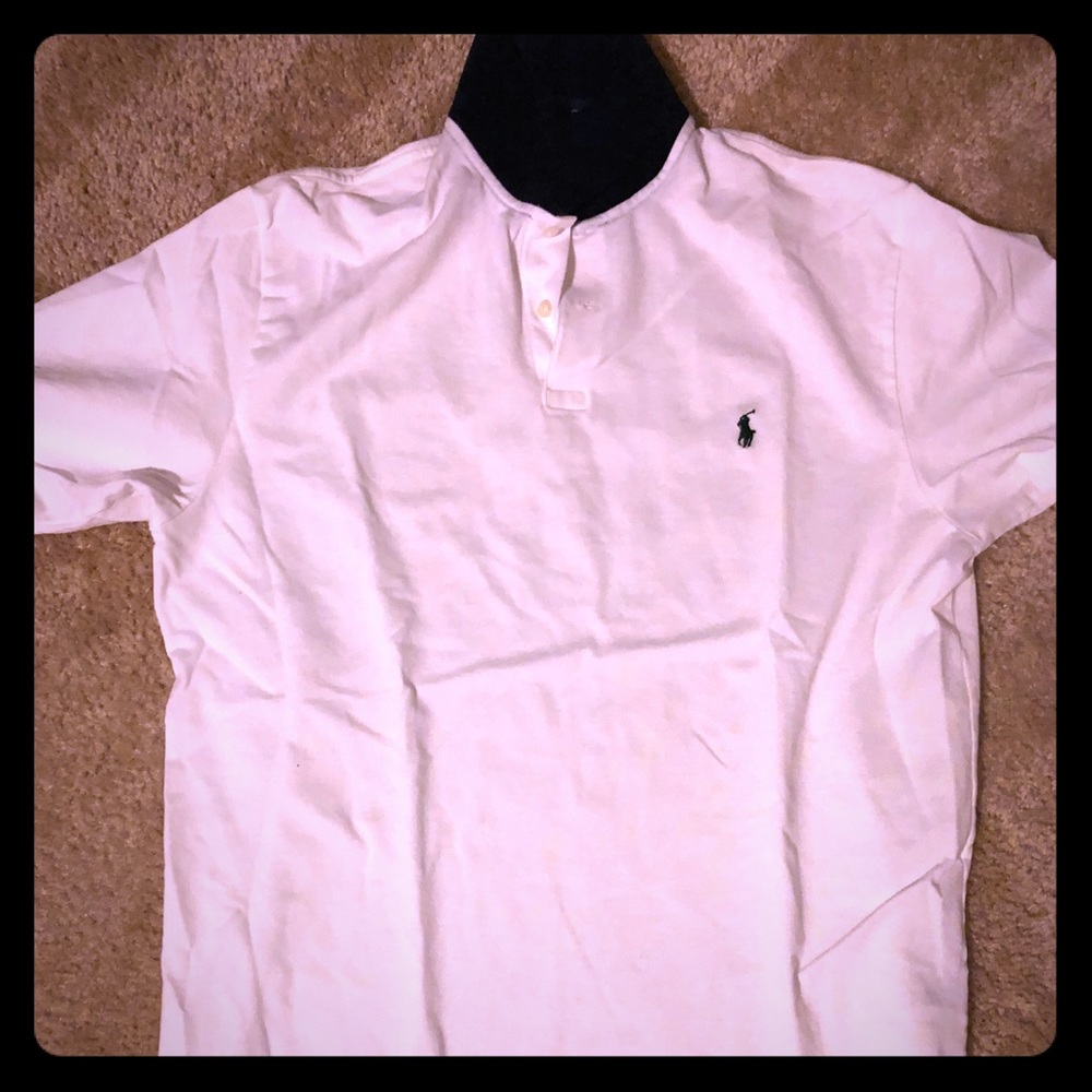 Polo Sport white with plaid Collar